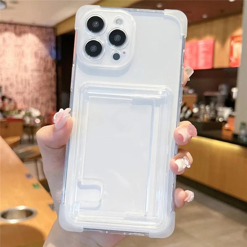 Четырехугольный противопадающий чехол для карточек, прозрачный чехол для телефона iPhone 13 12 11 14ProMax 15ProMax 15 Plus, мягкий силиконовый чехол