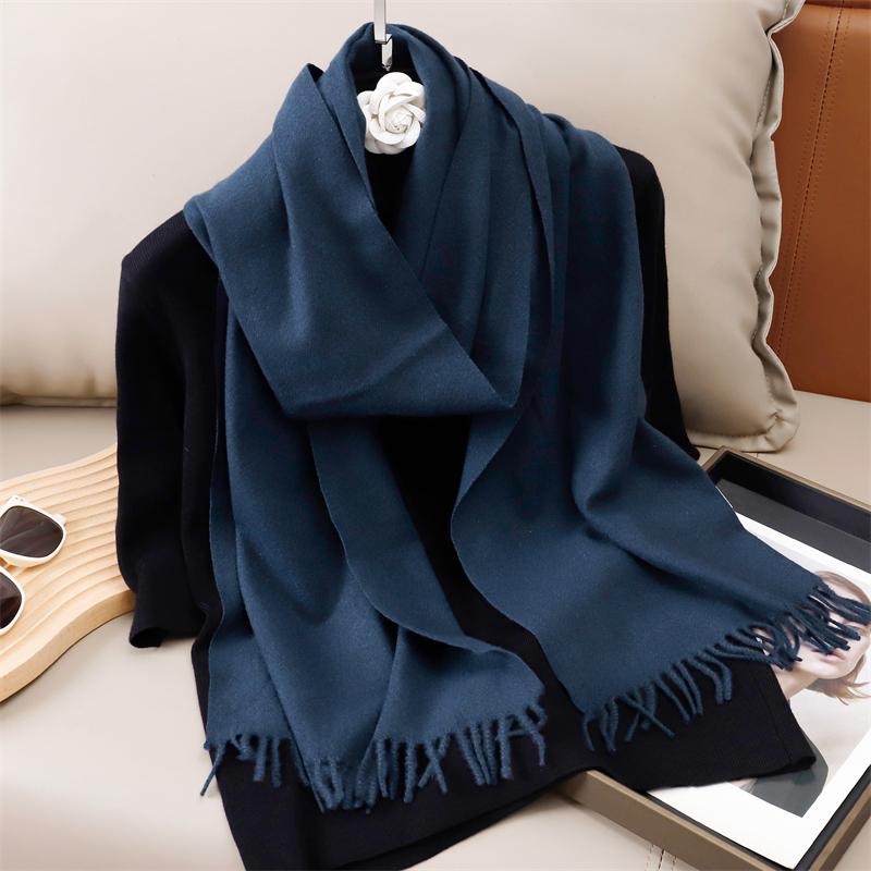 New Winer Warm Cashmere Scarf for Women Fashion Solid Thick Blanket Pashmina Shawl Wrap Female Bufanda Echarpe Foulard