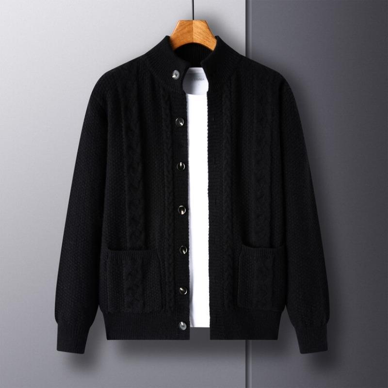 Vintage Jacquard Loose Knit Cardigan Men S Casual Thick Winter Sweater