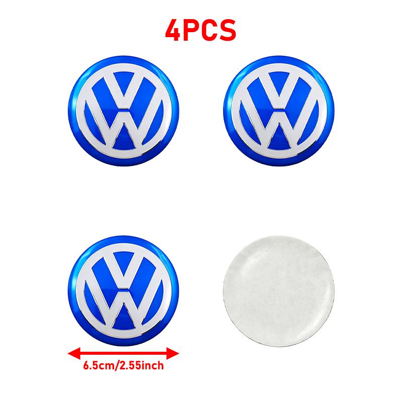 4Pc 56mm 60mm 65mm Car Logo Wheel Center Hub Caps Badge Sticker Emblem Decals For VW GTI Golf 6 Polo R-Line CC Passat Tiguan B7 EA1