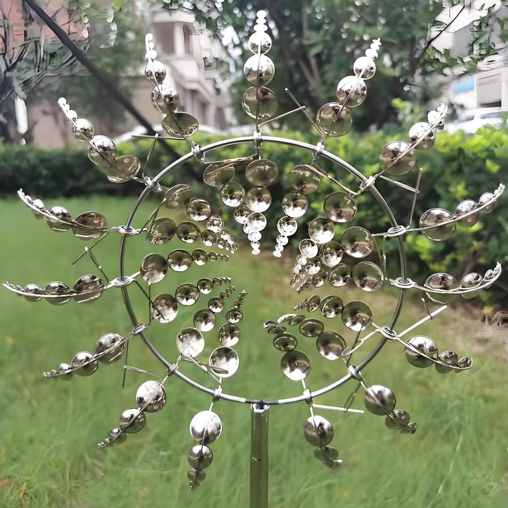 Кинетическая ветряная мельница, работающая от ветра и солнца | 3D вращающаяся садовая скульптура | Металлическое уличное искусство для украшения двора и патио