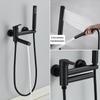 POIQIHY Black Bathtub Faucet In Wall Rotating Spout Bathroom Tub Mixer Tap Single Handle Multifunction Handshower Shower System