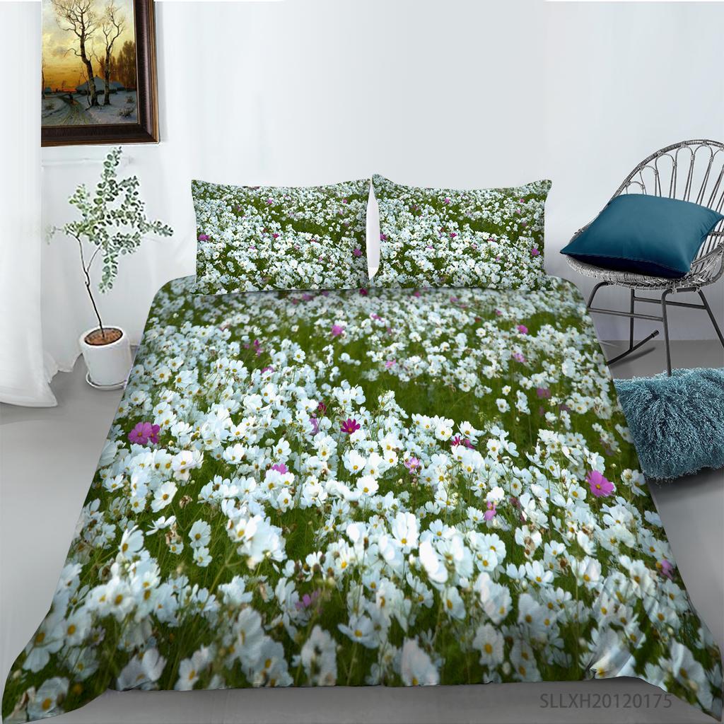 3D маленькое постельное белье с рисунком ромашки, односпальная двуспальная кровать, полноразмерная наволочка с рисунком хризантемы и пододеяльник, удобное украшение для дома