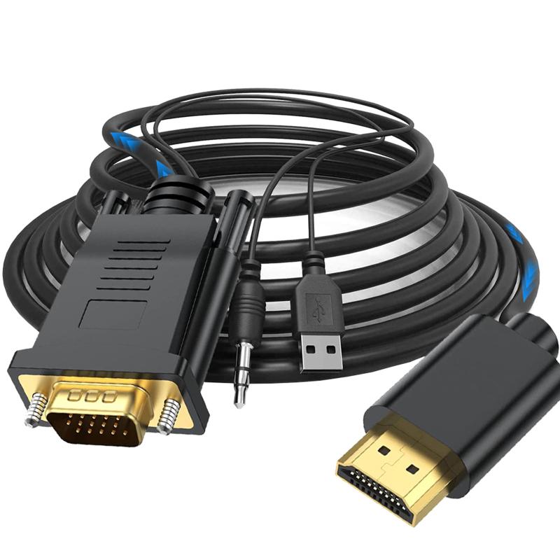 Совместимый с Vga-HDMI адаптерный кабель с линейным разъемом преобразователя аудио 1080p для ноутбука
