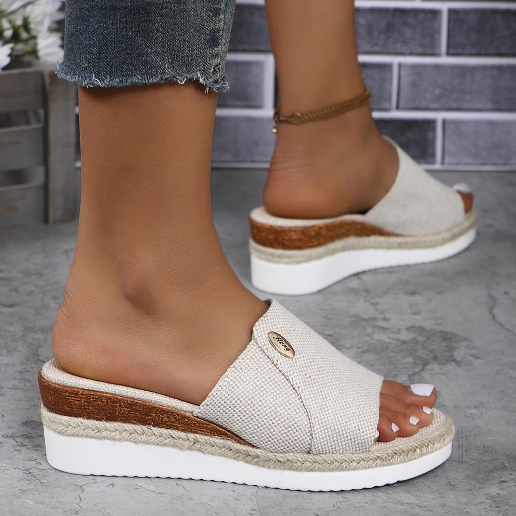 Fashion Summer New Plus Size 43 Women'S Shoes Foreign Trade Slippers Woman Slippers Wedge Heel Thick Sole Lightweight Casual Shoes