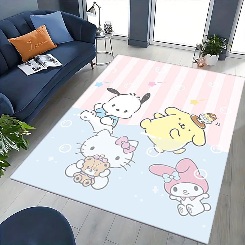 Hello Kitty & Pompompurin Chair Mat - Anime Cartoon Design, Non-Slip Carpet for Office Chair, Home Decor, Living Room, Bedroom, Game Room, Dormitory F