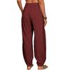 Women Casual Pants Elastic High Waist Solid Color Harem Pants with Pockets Loose