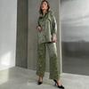 Женский повседневный комплект из двух предметов с леопардовым принтом, весна 2024: Топ с длинным рукавом и брюки