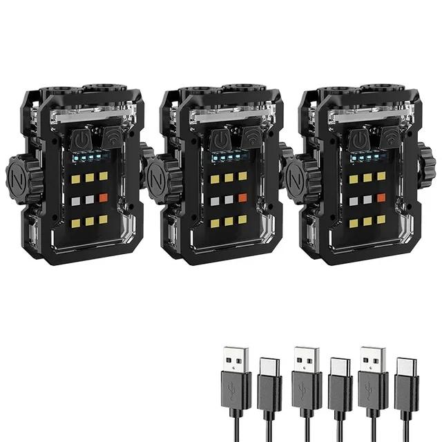 Portable LED Flashlight Mini Finger Gyroscope 6 Lighting Mode Type-c Rechargeable Torch Outdoor Camping Emergency Work Lamp