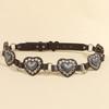 PU Leather Cowboy Waistband Vintage Heart Hollow Belt Simple Cowgirl Buckle Belt  Dress Decoration