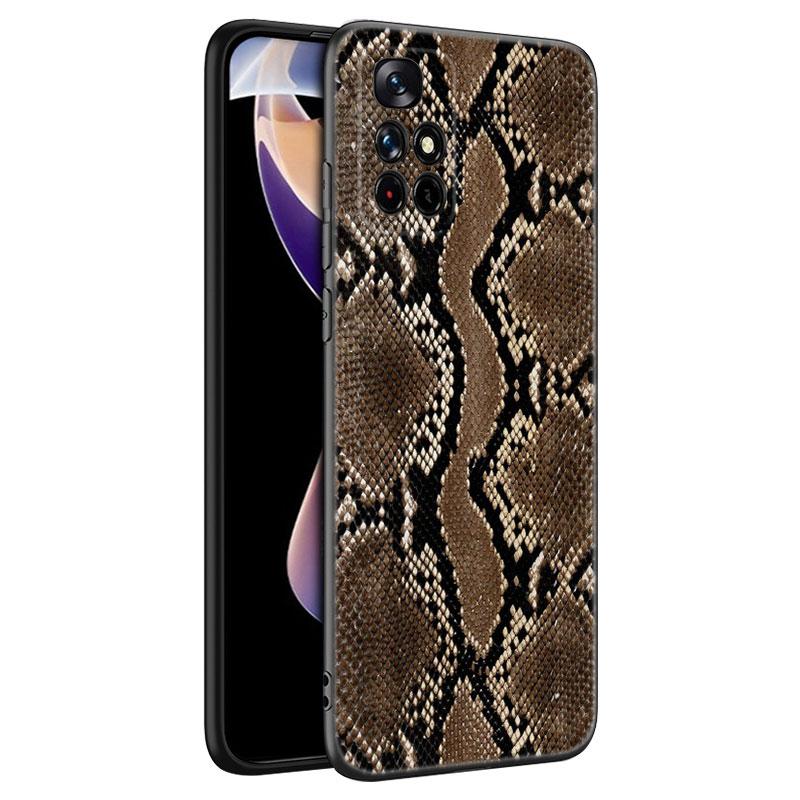 Fashion Snake Skin Black Silicone Phone Case For Xiaomi Redmi Note 10 11 11S 12 13 4G 8 9 11T Pro 5G Plus 8T 9S 10S 12S