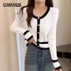 Round Neck Long-sleeved Knitwear Women's Spring Single-breasted High-waisted Slim Top