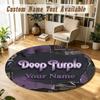 Round Rug Custom NameDeep Purple Pattern Non Slip Carpet Home Floor Decor