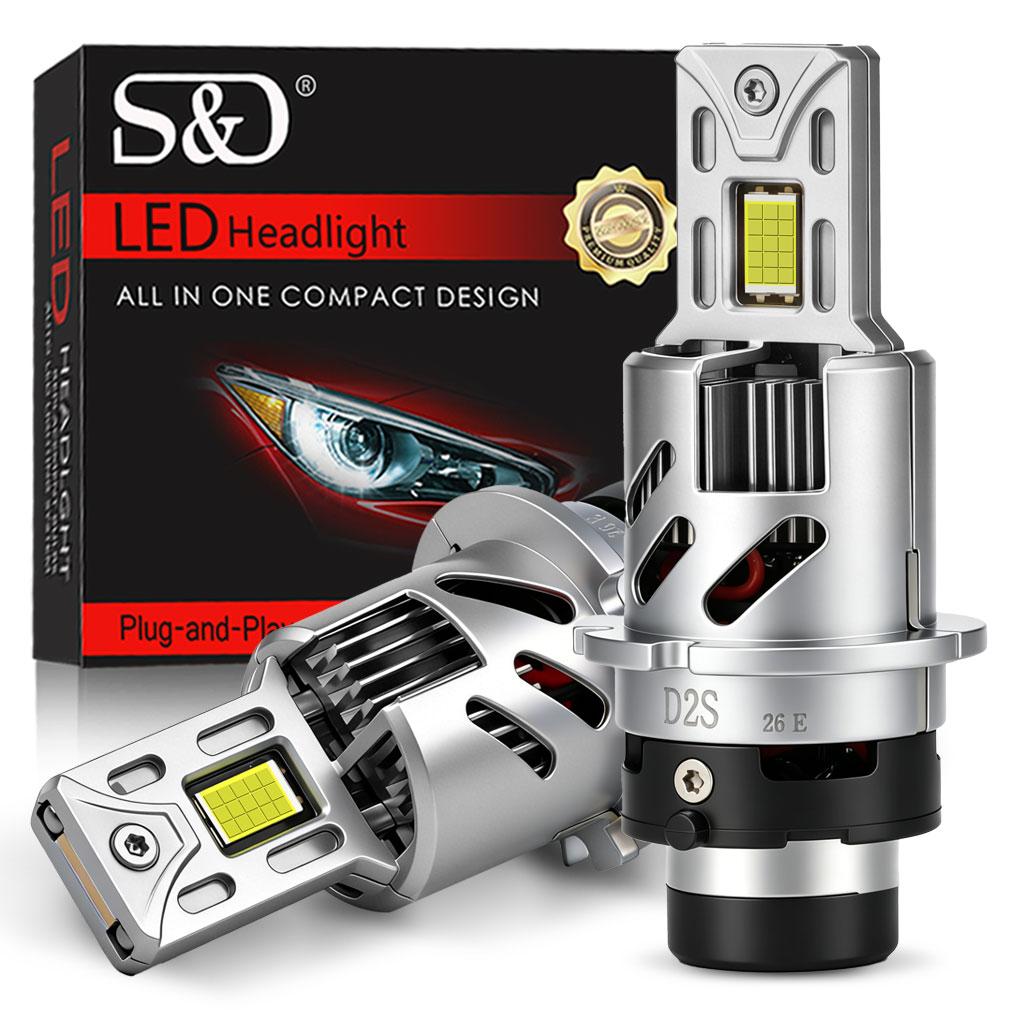 2 шт. 60000 лм D2S LED D4S Автомобильные лампы головного света D2R D4R LED Автомобильный свет Высокая мощность 200 Вт 1:1 Plug&Play 30-ядерные CSP-чипы Медная трубка Турбо-лампа 6000K Белый