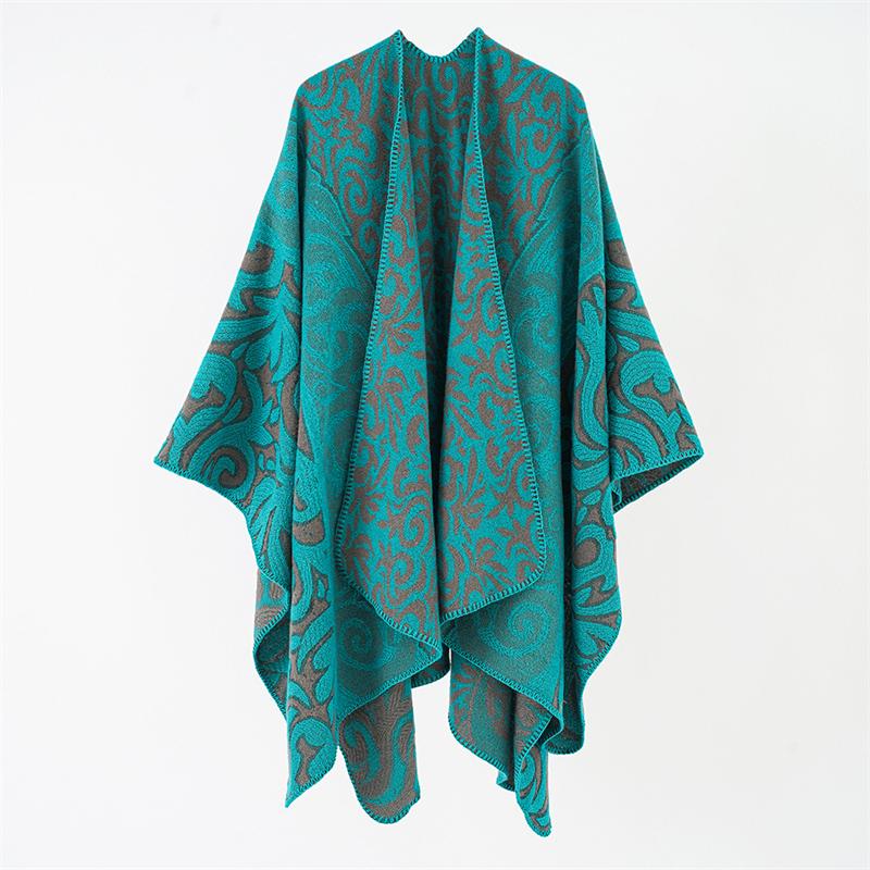 Fashion Floral Ponchos For Women Winter Warm Thick Oversized Shawls And Wraps Cashmere Pashmina Female Bufanda Mujer Luxury