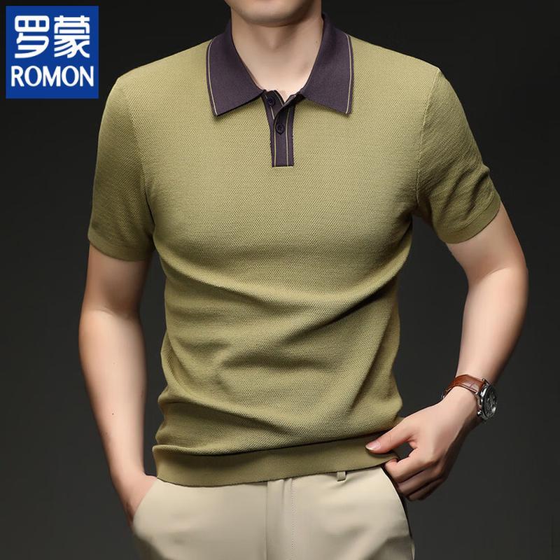 ROMON Мужская летняя рубашка-поло с коротким рукавом в стиле business casual