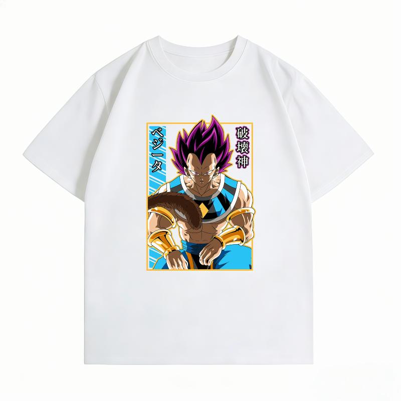 Футболка с принтом Dragon Ball Веджета Бог Разрушения Повседневная с коротким рукавом Хлопок Аниме Уличная одежда Унисекс