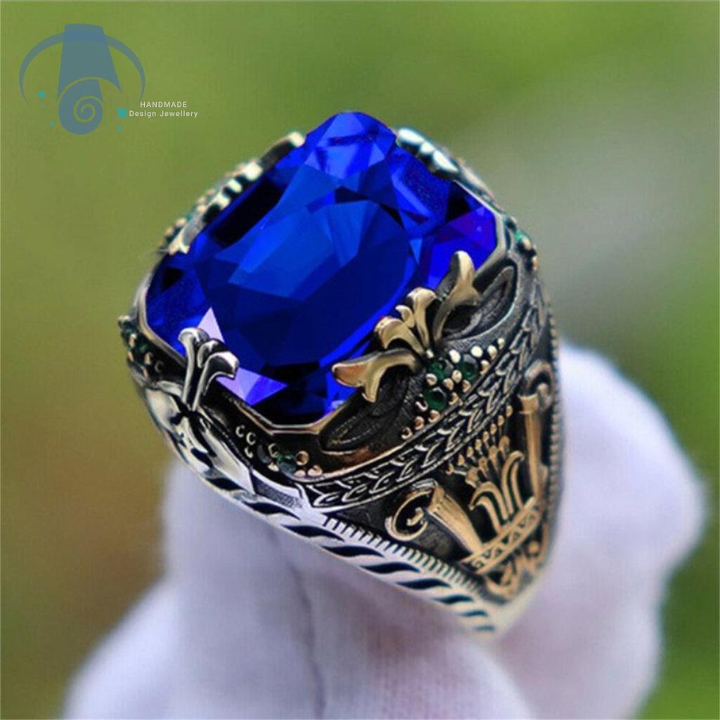 Vintage Retro Mens High End Bold Statement Finger Ring Luxury for Banquet Party Unique Masculine Chic Classic Grand Jewelry Gift