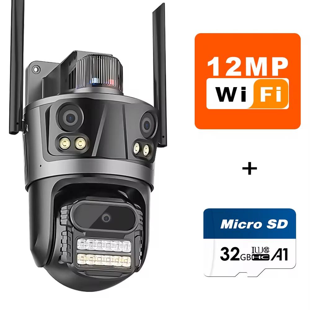 LS VISION ICsee Security PTZ Camera 6K 12MP HD Three Lens 8X Zoom Outdoor WiFi Wireless CCTV Video Surveillance Auto Tracking Home Protection