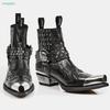 Модные слипоны с заклепками, осенние ботинки челси, металлическая декорация, заостренный носок, женские ботинки на массивном каблуке с увеличением высоты, черные модные ботинки