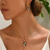 2025 New Wind ожерелье серьги женский комплект ювелирных изделий Premium Sense бриллиантовая ромбовидная цепочка на ключицу