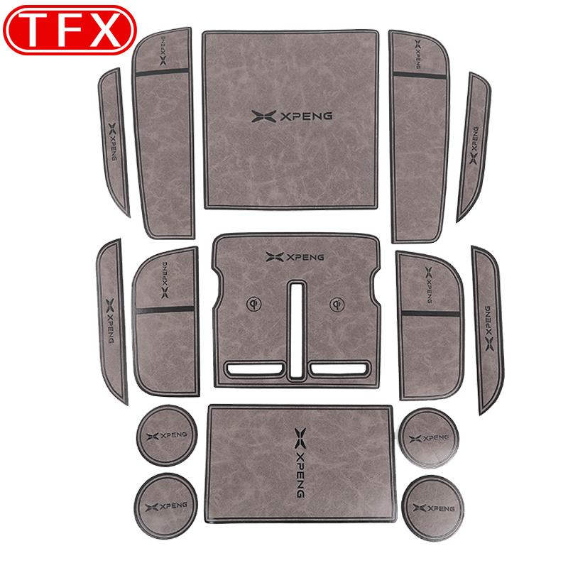 For Xpeng G6 XiaoPeng 2023 2024 Car Styling PU Leather Door Groove Pad Water Cup Storage Anti Slip Pad Auto Interior Accessories