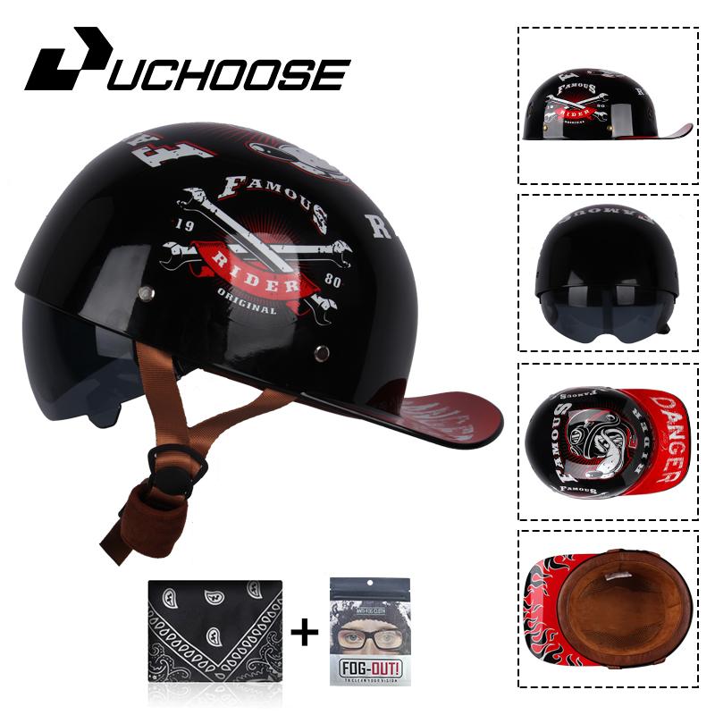 Uchoose бейсбольная кепка, мотоциклетный винтажный ретро-шлем, летние шлемы с открытым лицом, скутер, круизер, чоппер, гангстер, DS, для мужчин, женщин, детей