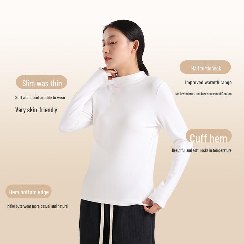 Женская теплая рубашка из немецкого бархата с полуворотом - плюшевая, утолщенная, с длинным рукавом и гиалуроновой кислотой для ухода за кожей