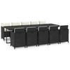 11 piece Garden Dining Set with Cushions Poly Rattan Black