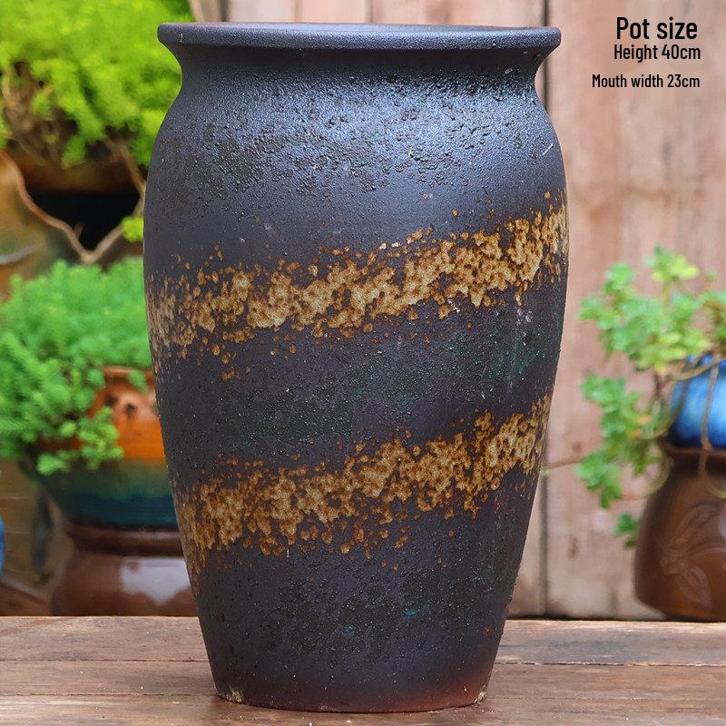 Large Yixing Ceramic Flower Pot: Nine-Tailed Fox Design, Breathable Jar for Green Plants and Flowers