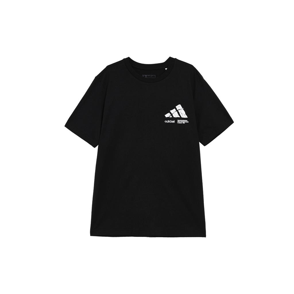 adidas Повседневная спортивная футболка с круглым вырезом и коротким рукавом с принтом для мужчин, черная IR5707