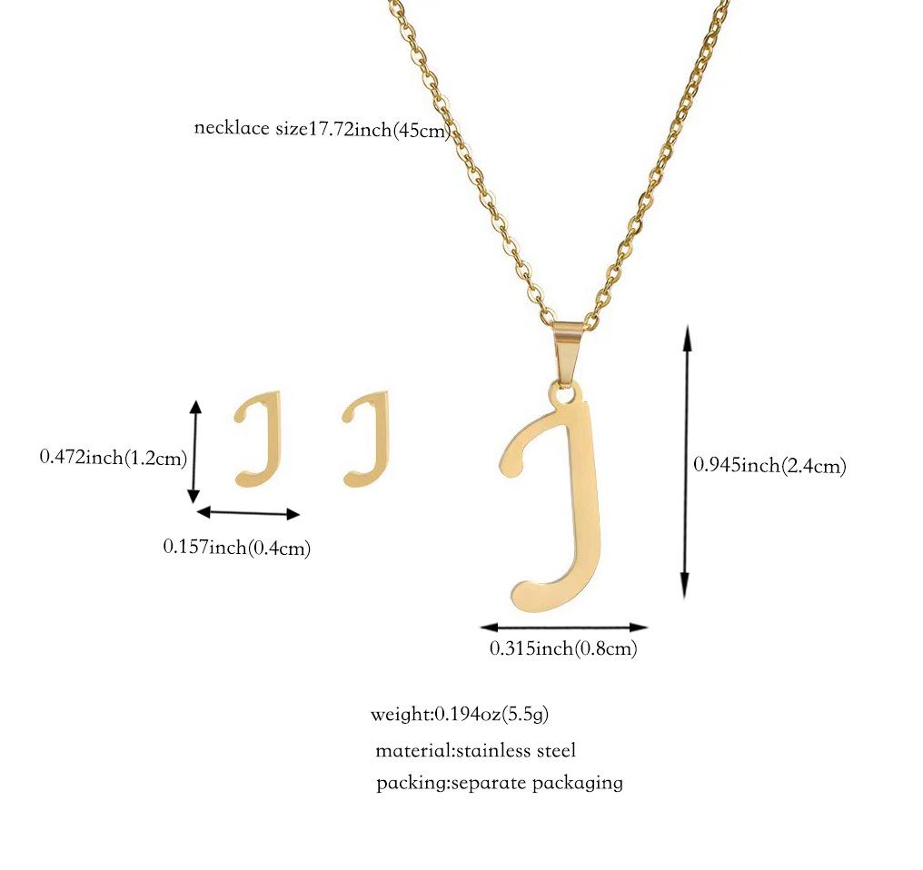 Набор украшений из титановой стали: Невыцветающее ожерелье и серьги с английскими буквами