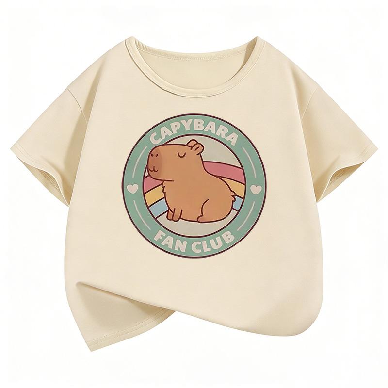 Cute Capybara Graphic Kids Tshirts Summer Short Sleeve Tees Cartoon Animal Boys Girls Clothes Kawaii Tops Y2K Children Tshirt