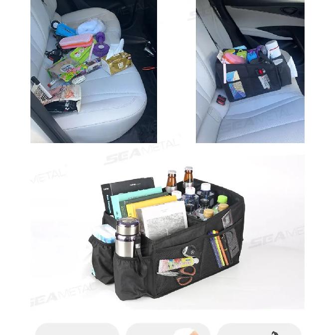 SEAMETAL Car Seat Organizer Large Capacity Rear Seat Storage Bag for Outdoor Food Drink Collector Camping Activities Accessory