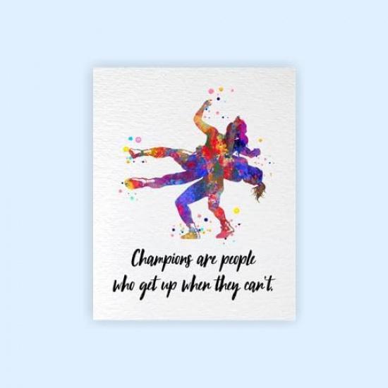 Dignovel Studios 8X10 Unframed Wrestling Girls Wrestler Sports pirational Quotes Watercolor Art Print Poster Wall Hanging Decor DN817