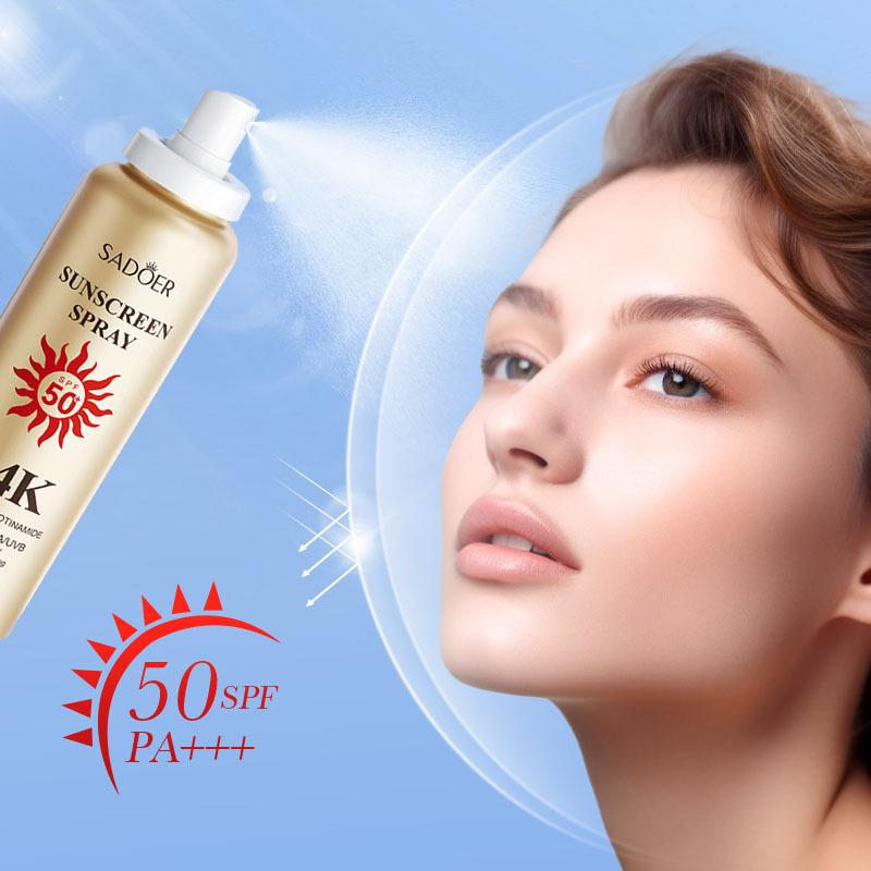 Солнцезащитный спрей SPF50 с 24-каратным золотом и ниацинамидом, защита от УФ-лучей для лица и тела, легкий увлажняющий солнцезащитный мист