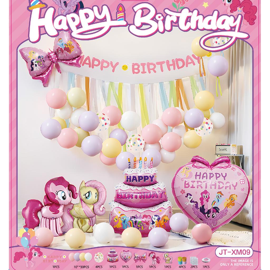 Cartoon Unicorn Pony Poly Balloon Suit Girl Baby Birthday Party Arrangement Photo Background Wall