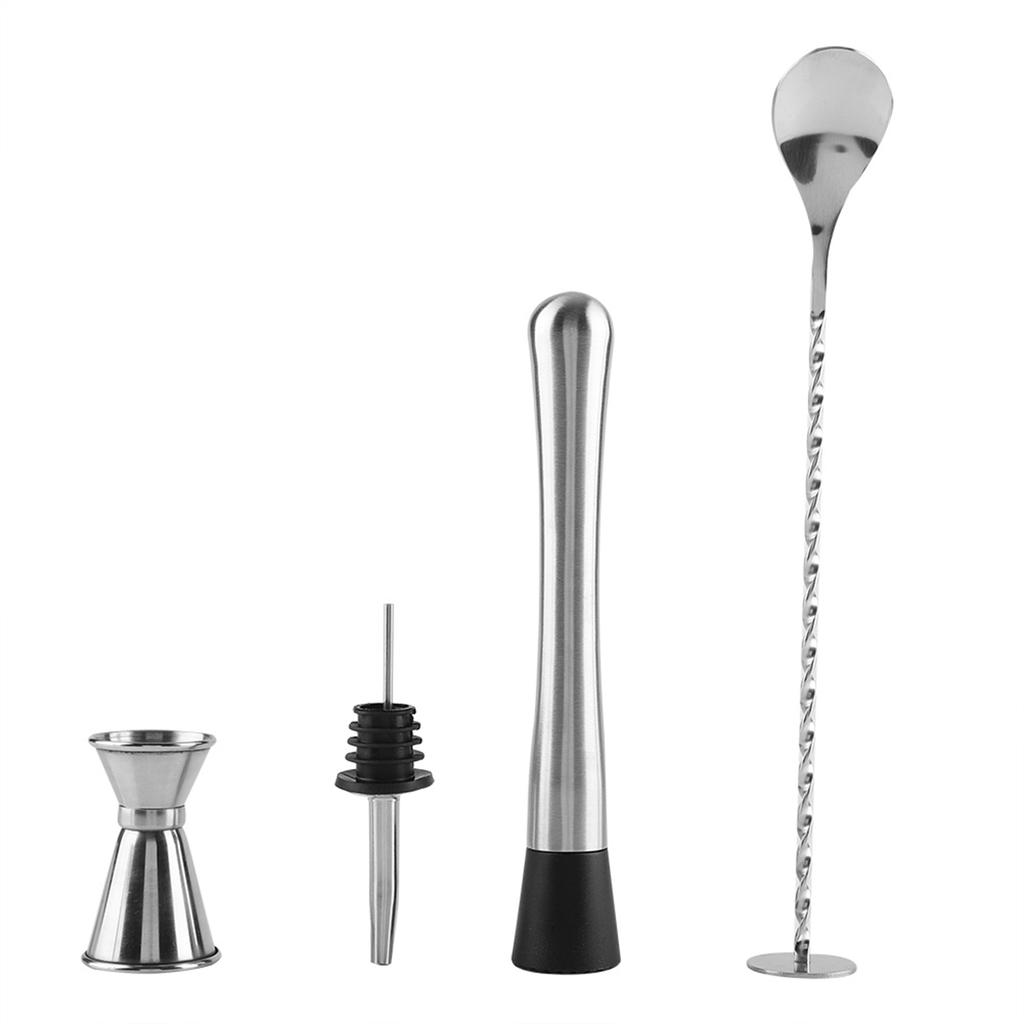 4pcs  Set Durable Stainless Steel Drinking Cocktail Mixing Tool Set In Home Bar Party(A)