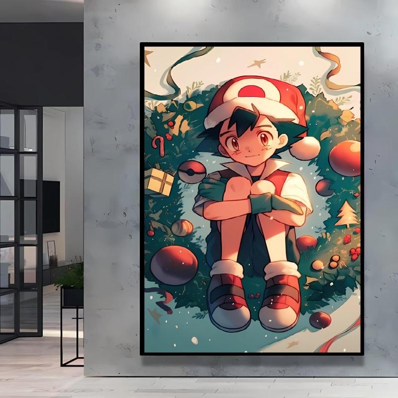 Canvas Wall Art Pokemon Pikachu Poster Prints Cute Cartoon Character Picture Classic Living Room Home Decoration Christmas Gift