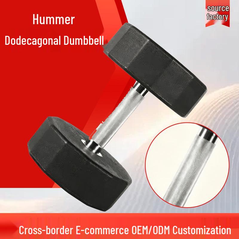 Twelve-Sided Men's Rubber-Coated Steel Dumbbell