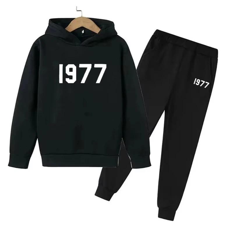TZWYFashion Повседневный 1977 Мальчики Девочки Комплекты из 2 предметов Спортивный костюм Детский Спортивный костюм с капюшоном Детские Худи Свитшот Верх+Брюки Уличная одежда