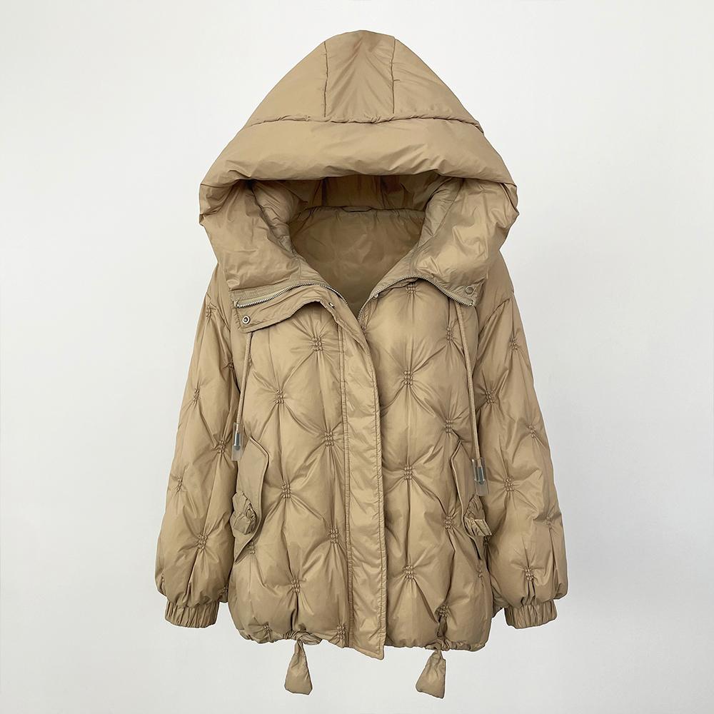 OFTBUY Осень-зима Корейский стиль Свободный теплый пуховик с капюшоном Женская куртка Утолщенная 90% Белая утиная пуховая куртка Пальто