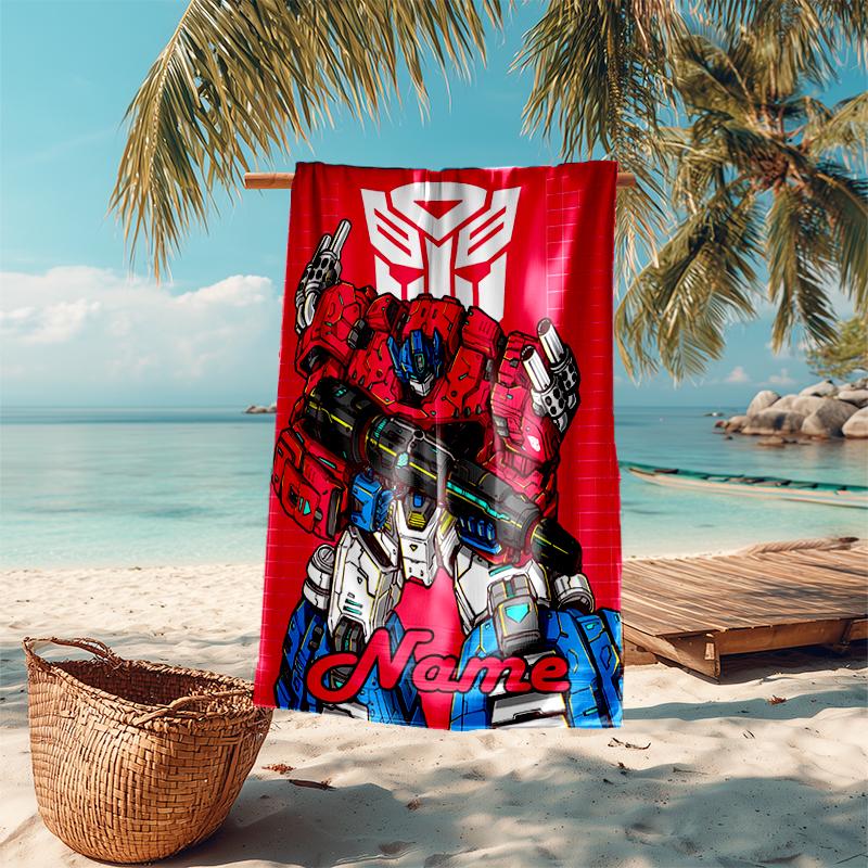 Personalized customized proof beach towel with Optimus Prime pattern - soft, absorbent,quick-drying,perfect swimming,camping&bathing