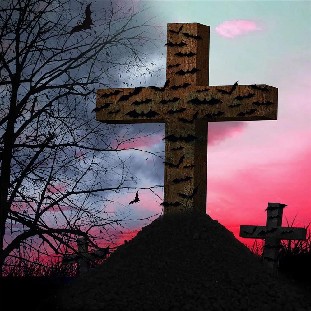 Halloween Party Bat Sticker 3D Stereoscopic Bat Sticker Black Bat Sticker Decorate Room Scary Decorative Props