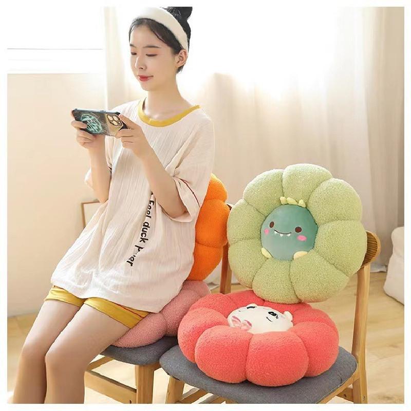 Plush Teddy Toy Animal Cushion Embroidered Design Children Room Nook Reading