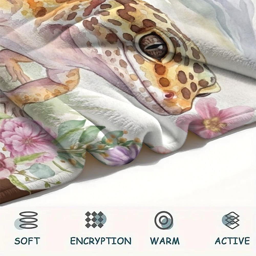 1PC Floral Cow Animals Print FlAannel Blanket, High quality Comfortable for All Seasons, Home Decor, Warmth and Comfort