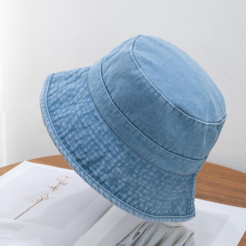 Retro Denim Basin Hat Bucket Hat Embroidery Summer Sun Protection Shade New Outdoor Leisure Hat