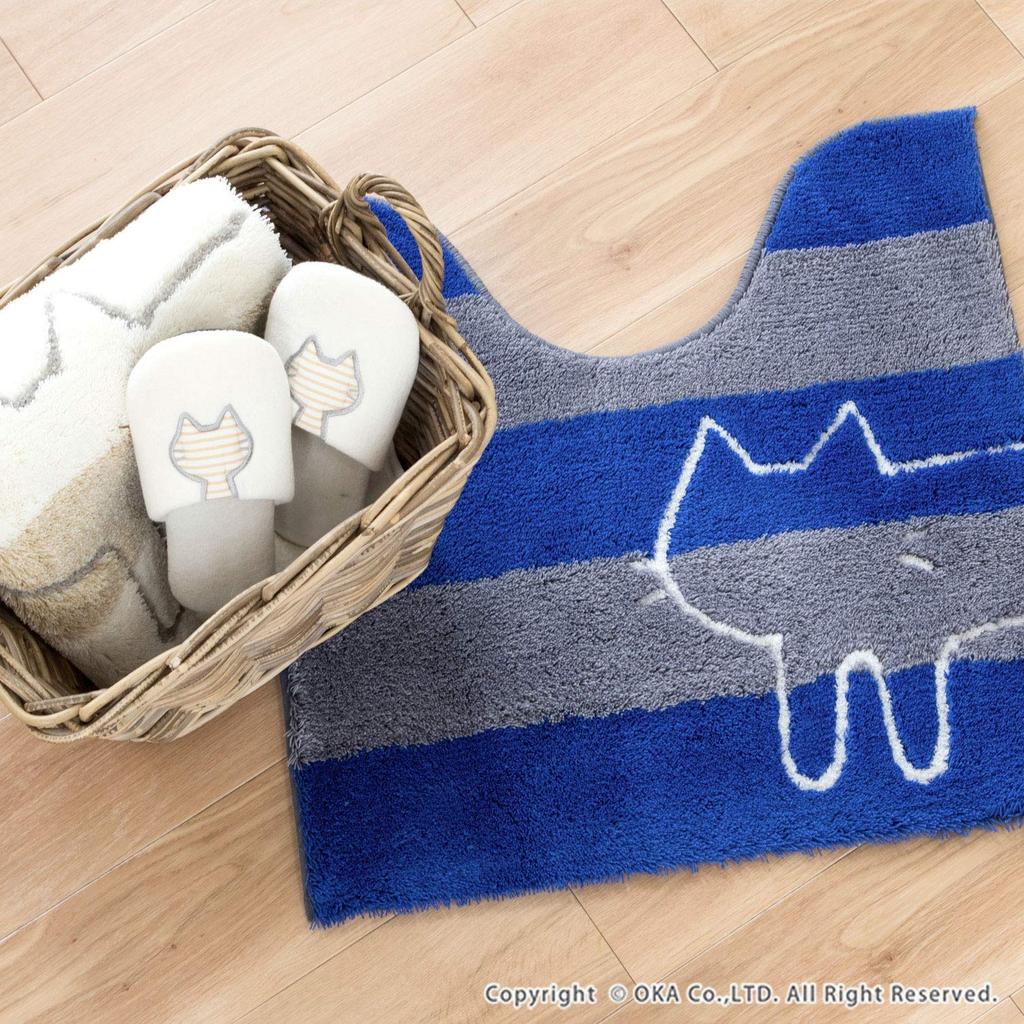 OKA Uchineko Toilet Mat, Gray, Approx. 60 x 60 cm