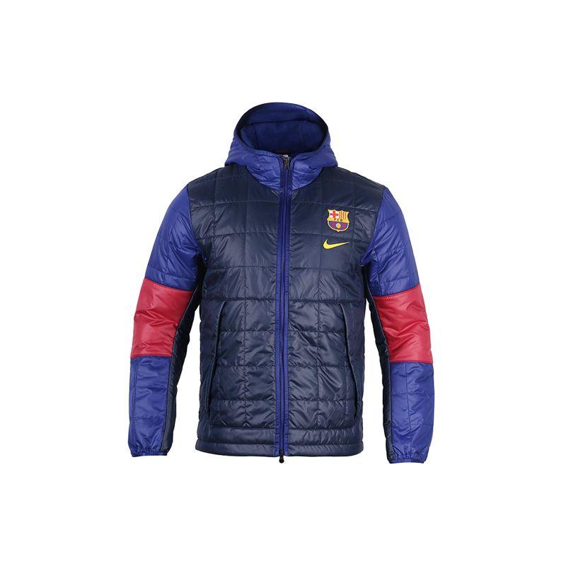 Nike Barcelona 21-22 Season Sports Casual Warm Hooded Cotton Jacket Men Jacket Navy-Blue DM0607-451