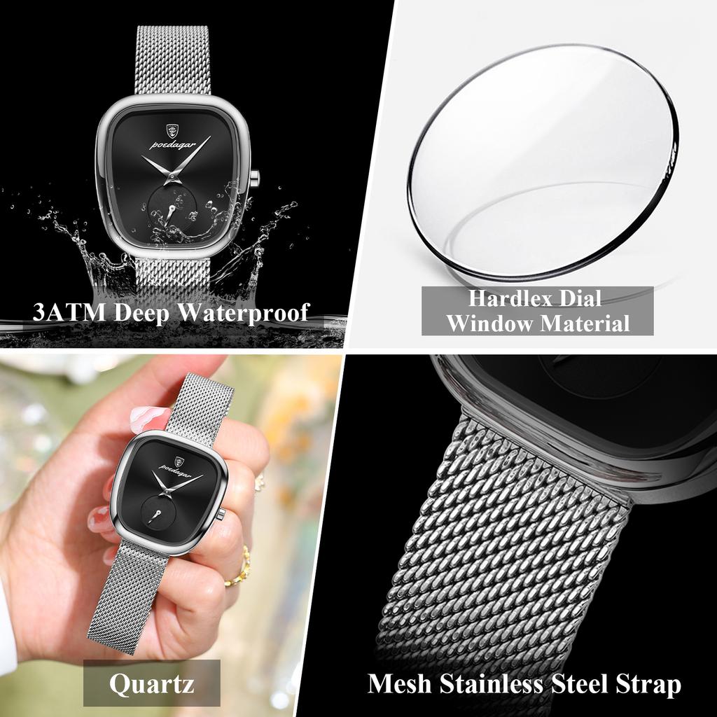 POEDAGAR Top Casual Woman Clock Waterproof Stainless Steel Luxury Women's Watches Elegant Fashion Quartz Ladies Wristwatch Reloj
